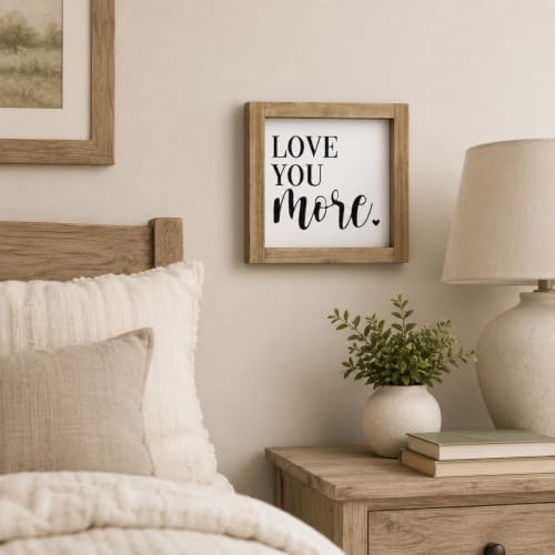 Love You More Sign, Wooden Farmhouse Shelf Decor for Home Bedroom
