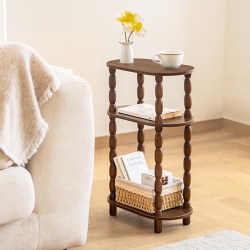 MaxSmeo Small Side Table, 3-Tier Narrow End Table, Wood Accent Table
