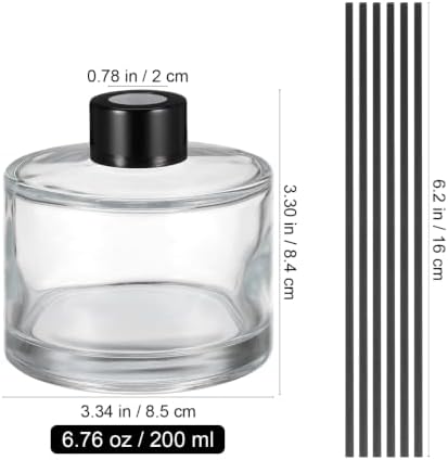 1set Glass Bottles Reed Diffuser Bottle Black Rattan Sticks Refillable Perfume Diffuser for Home Car Living Room Decor and Spa
