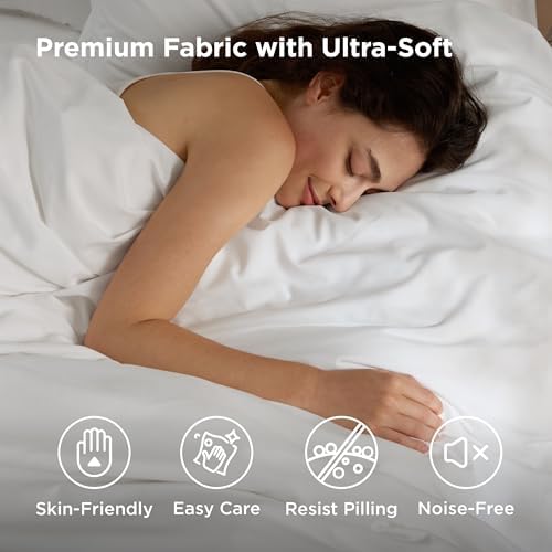 Bedsure Twin/Twin XL Duvet Cover with Fitted Sheet, Double Brushed, White