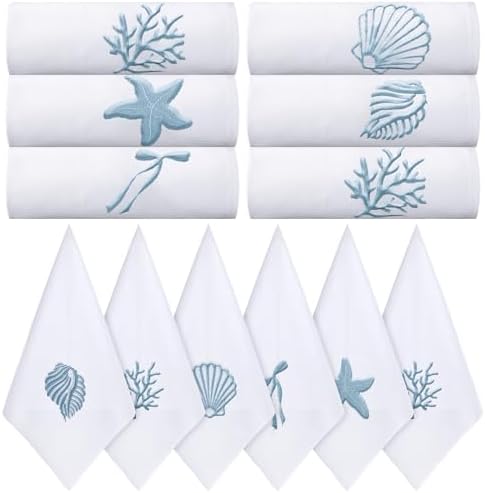 HunnmingRe 12 Pcs Coastal Party Cloth Napkins Bulks 100% Cotton, 17x17inch