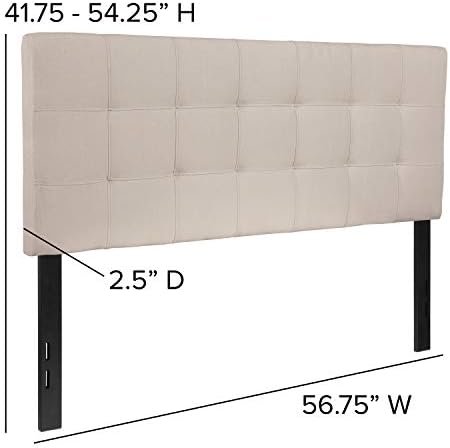 BizChair Quilted Tufted Upholstered Full Size Headboard in Beige Fabric