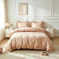 Simple&Opulence Kids 100% Organic Cotton Duvet Cover with Ruffle 68 x 86-2 PCS High End Floral Frill Lace Bedding, Romantic Cottagecore Style Comforter Cover with 1 Pillowcase, Sand, Twin