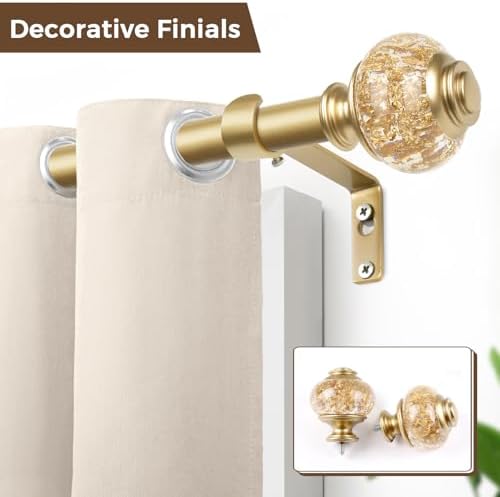 USFOOK Replacement Finials for Curtain Rods (1 or 7/8 Inch), Luxury Gold