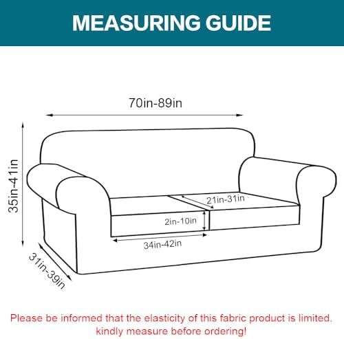 Turquoize 3 Piece Sofa Covers for 2 Cushion Couch Sofa Slipcover Soft Couch Cover for Dogs-Washable Sofa Furniture Covers with 2 Individual Cushion Covers (2 Cushion Sofa,Biscotti Beige)
