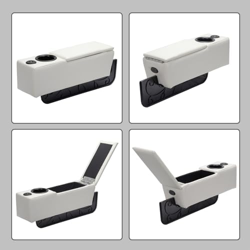 Sofa Armrest with Cup Holder, PU Leather Multifunctional Couch Arm Rest Insert, Removable Couch Caddy with Storage, Equipped with LED Reading Light & Wireless Charge Stand