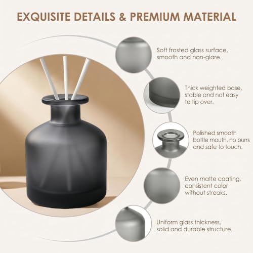8.4oz Glass Reed Diffuser Bottles, Matte Grey Fragrance Container