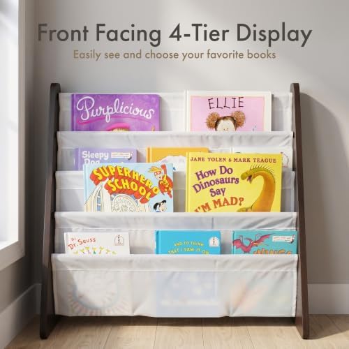 Humble Crew Kids Bookshelf, Montessori Front Facing Toddler Bookcase 4 Tier