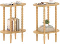 TUTOTAK Narrow Side Table with Solid Wood Legs, Oval End Table Set of 2