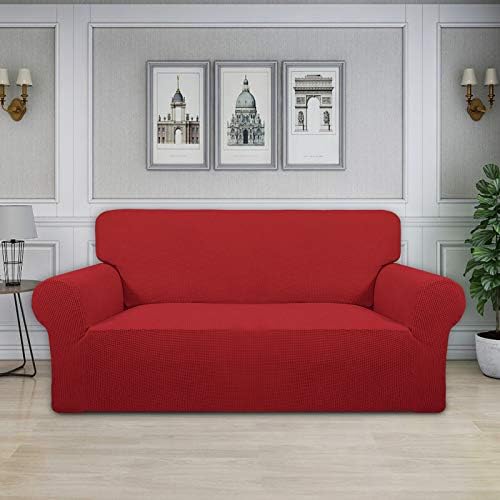 Easy-Going Stretch Oversized Loveseat Couch Covers Washable Christmas Red