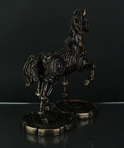 Veronese Design 9 1/2 Inch Steampunk Horse Prancing Cold Cast Resin Bronze Finish Sculpture