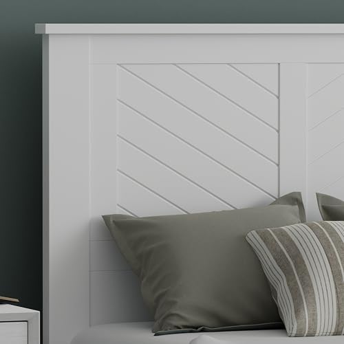 ComfIQ Serene Wood Panel Headboard with Chevron Scoring, Twin, White