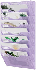 EasyPAG 8 Pocket Mesh Wall File Organizer, Hanging Paper Folder Holder with Classify Label, Vertical Wall Mount Mail Organizer for Office Home Classroom, Purple