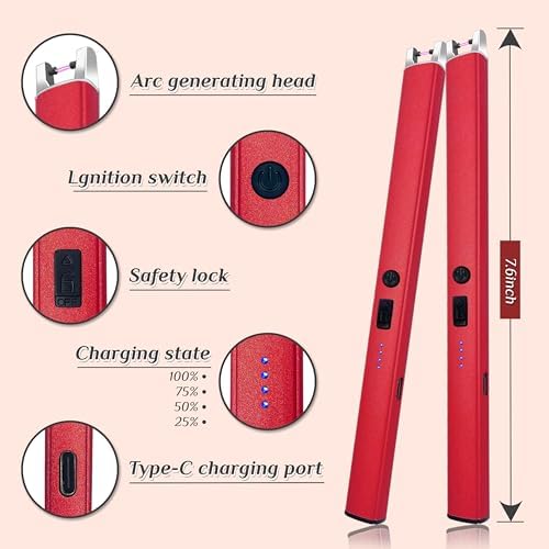 2 PCS Candle Lighter,Windproof Flameless Rechargeable Electric Lighter