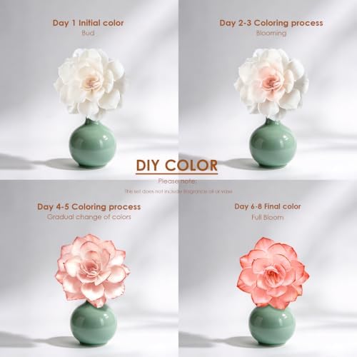 Flower Diffuser, Reed Diffuser Flowers, Sola Wood Flowers, Natural Material Reed Flower, with 8 Pcs Diffuser Rattan,2-3.5 Inches (Intangible Cultural Heritage Series - Garden)