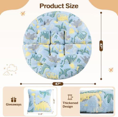 blue page Round Floor Cushions for Kids, 5-in-1 Kids Play Mat 5.9 in Thick
