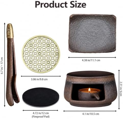 Ceramic Incense Burner Kit, Zen Incense Holder with Candle Clip,Mat & Heat Resistant Brick, Ceramic Aromatherapy,Stove Essential Oil Burner, Suitable for Home and Office Use.