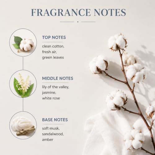 Airkeep Clean Cotton Reed Diffuser Refill – 6.76 fl oz – Premium Scented Oil for Home Aromatherapy – Long-Lasting Fragrance for Reed Diffusers – Perfect for Bathroom, Bedroom & Home Decor