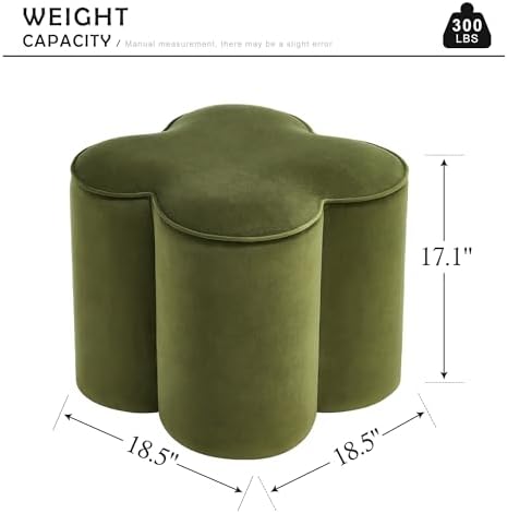 Olive Green Velvet Ottoman, Small Vanity Stool, Modern Ottoman Stool