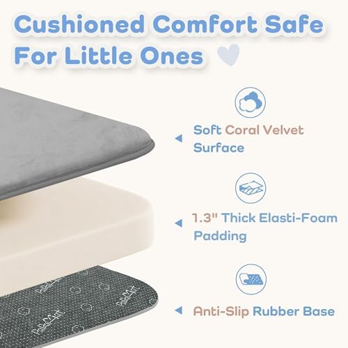 1.3" Thick Baby Floor Play Mat 79x158, Basic Padded Foam Mat for Tummy Time Crawling, Non Slip Cushioned for Babies Toddlers Infants Kids (Light Grey)