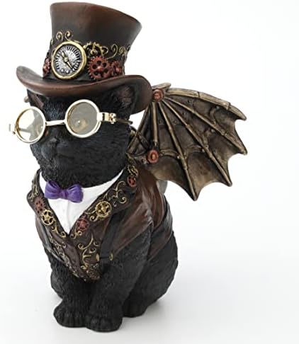 Veronese Design 5 1/4" Steampunk Victorian Inventor Top Hat Kitty Cat Resin Figurine Hand Painted Statue