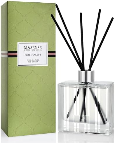 M&SENSE Reed Diffuser Set, Pine Forest, 7.04 oz Natural Essential Oil
