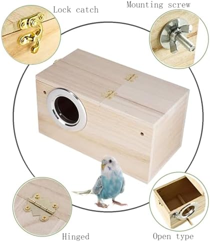PINVNBY Parakeet Nesting Box for Cage,Bird Breeding Box for Cage(XL)