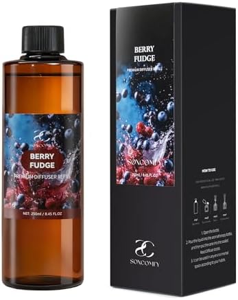 Diffuser Oil Refill, 250ml / 8.45 fl oz, Berry Fudge - Reed Diffuser Oil Refill for Home Fragrance, Scented Oil for Reed Diffuser Bottles, Apple, Strawberry & Caramel Notes