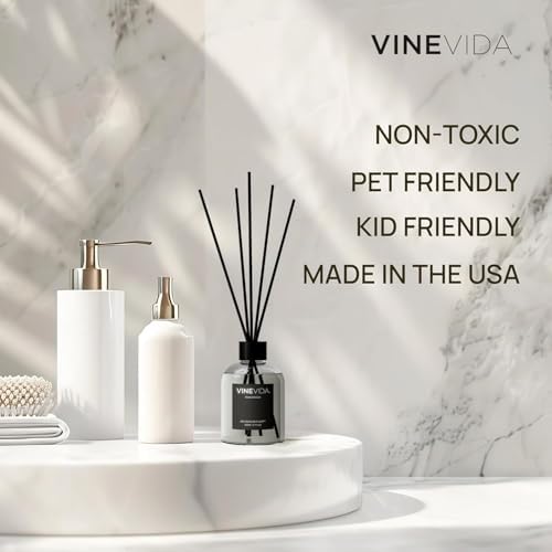 VINEVIDA Reed Diffuser Lime Basil & Mandarin | Diffuser Reed for Home & Bathroom | Long-Lasting Scent Sticks Set | Oil Stick Diffuser | Bathroom Scent