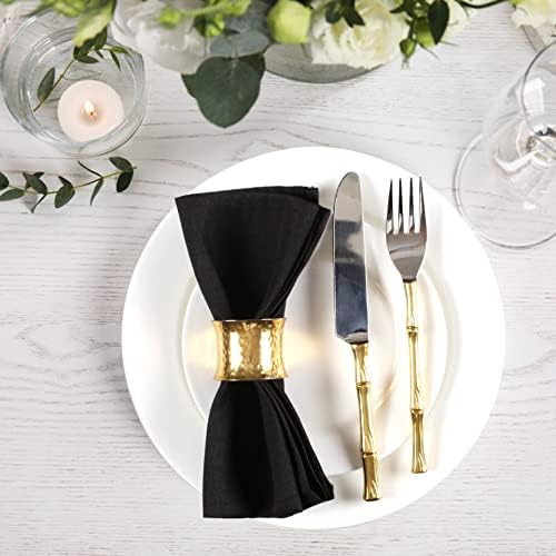 Ramanta Home Set of 12 Polyester Cloth Napkins 18x18 Inches, Black