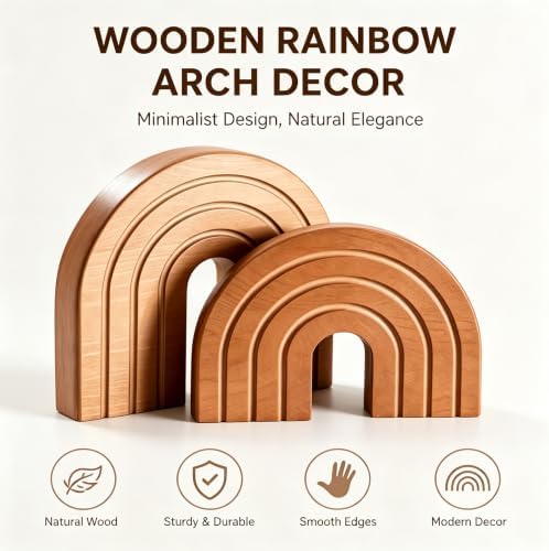 Boho Wooden Rainbow Arch Shelf Decor, Set of 2