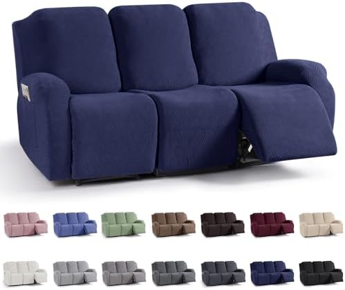 KinCam Recliner Sofa Covers, Stretch Reclining Cover, Dark Blue