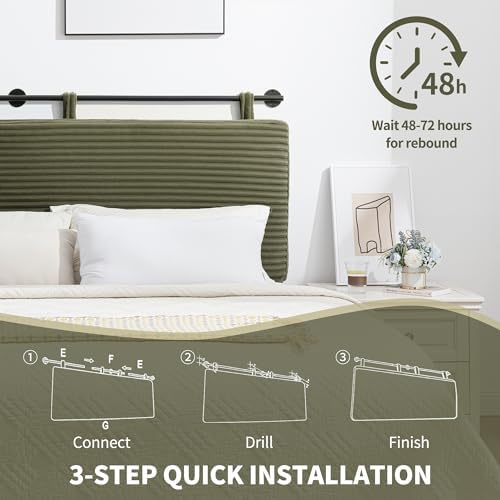 UEV Queen Headboard Only, Wall Mounted Hanging Upholstered Bed Head Board