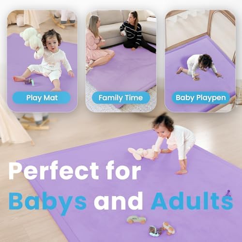 1.3" Thick Baby Play Mat, 50x50 Foam Tummy Time Mat – Lavender