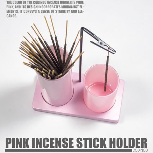 2 in 1 Incense Burner Holder for Sticks,Glass Incense Holder with Storage,Upside Down Incense Holder for Sticks with Glass Ash Catcher for Meditation Yoga Spa Room Home Decor[All Pink]