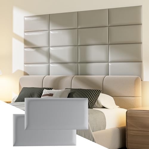 Elvone Upholstered Peel and Stick Headboard Panels, Grey, 4 Pack