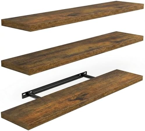 Amada 23.6" Floating Shelves for Wall Decor & Storage, Set of 3, Brown