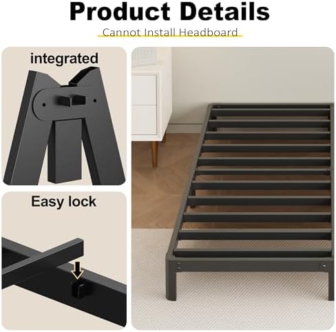 9 Inch King Bed Frame with Rounded Corner Legs Heavy Duty Metal
