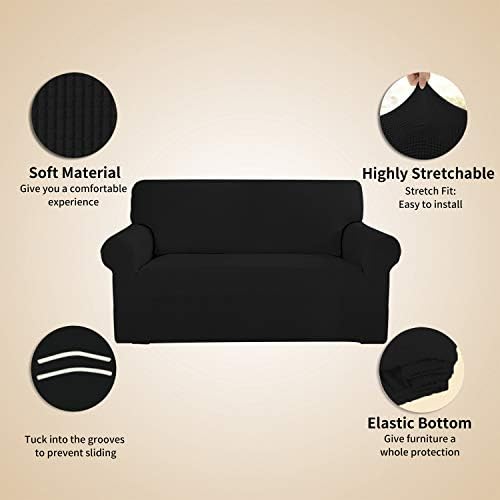 Easy-Going Stretch 4 Seater Oversized Sofa Couch Cover Black