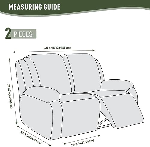 KinCam Loveseat Recliner Covers, Stretch Reclining Cover, Light Green