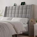 ONBRILL Ergonomic Headboard Queen Size with Charging Station, Light Grey