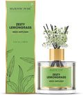 Majestic Pure Lemongrass Reed Diffuser for Home, Bathroom & Office | Natural Aromatherapy Air Freshener & Room Fragrance, with Reed Sticks & Dried Flowers 3.4 fl oz