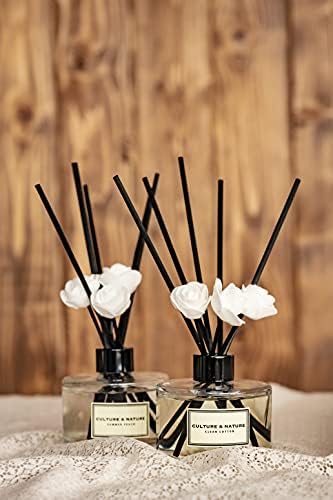 CULTURE & NATURE Reed Diffuser Set 6.7oz (200ml) Mango Mandarin Scented Diffuser with Sticks Home Fragrance Reed Diffuser for Bathroom Shelf Decor