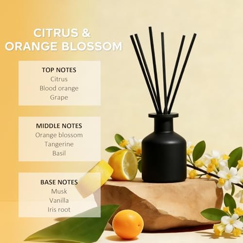 Reed Diffuser,Citrus & Orange Blossom Essential Oil Diffuser