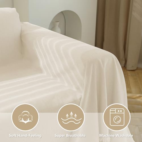 MEETSKY Couch Cover Sofa Cover Washable Love Seat Couch Covers Single Chenille Couch Cover Living Room Dogs Couch Protector Sofa Slipcovers for Pets,Kids, 71"x 102", Beige
