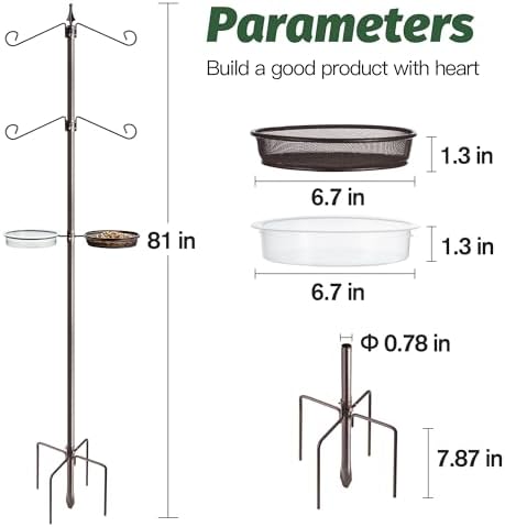 Bird Feeding Station Kit, 81-Inch, 4-Hook Metal Bird Feeder Pole