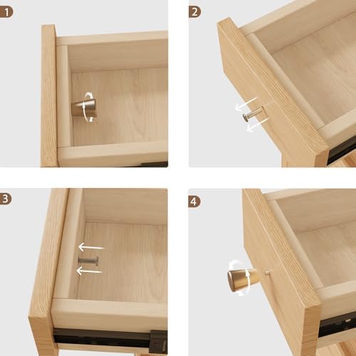 Solid Wood Narrow Nightstand with 3 Drawers,Modern Natural,Fully Assembled