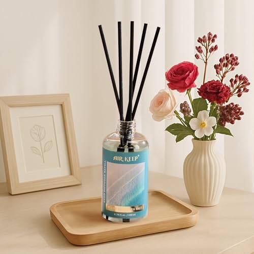 Airkeep Reed Diffuser Oil Refill with Diffuser Sticks, 6.76 Fl Oz(200ml) Ocean Mist&Sea Salt Scented Oils, Aroma Therapy, Home Fragrance & Air Freshener, Office Décor, Decoration