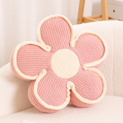 Kcvvcr Flower Pillow, Soft Flower Shaped Floor Cushion, Decorative Throw Pillow, Cute Seating Cushion, Plush Pillow for Sofa Couch Bed (17.7 Inch, Pink)
