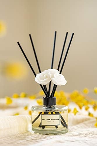 CULTURE & NATURE Reed Diffuser Set 6.7oz (200ml) Clean Cotton Scented Diffuser with Sticks Home Fragrance Reed Diffuser for Bathroom Shelf Decor (Pack of 2)